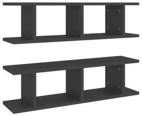 vidaXL Wandschappen 2 st 78x18x20 cm spaanplaat grijs