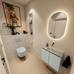 Mondiaz Ture DLux toiletmeubel 60cm greey met wastafel opalo midden zonder kraangat