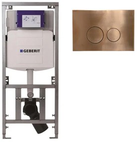 Geberit Inbouwreservoir - UP320 - QeramiQ metal bedieningsplaat - dualflush - ronde knoppen - metaal koper SW706196 0701131