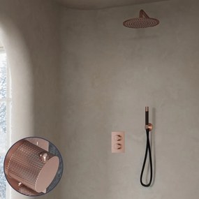 Saniclear Copper Curved Pro inbouw regendouche met 20cm hoofddouche en muurarm geborsteld koper