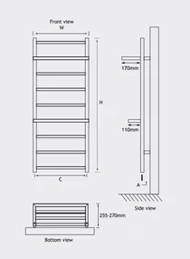 Eastbrook Launton design radiator 120x60cm mat antraciet 489W