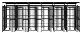 vidaXL Hondenkennel met dak 11,06 m² staal