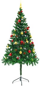 vidaXL Kunstkerstboom met kerstballen en LED's 180 cm groen