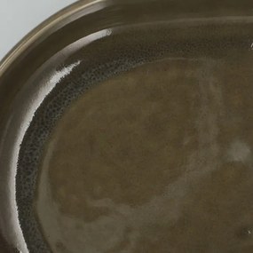 Ovenschaal, reactief glazuur, steengoed, olijfgroen, 35,5 x 22 cm