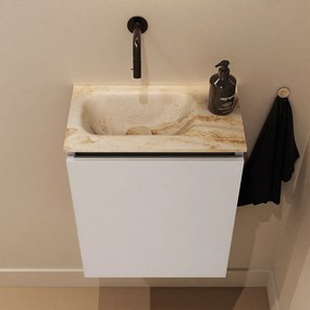 Mondiaz Ture DLux toiletmeubel 40cm linen met wastafel frappe links zonder kraangat