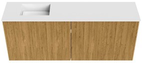Mondiaz Joya 100cm toiletmeubel oak met wastafel faye links zonder kraangat talc