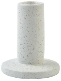 Kandelaar, porselein, wit gespikkeld, hoog