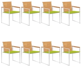 vidaXL Tuinstoelen 8 st met kussens massief teakhout