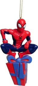 Kurt S. Adler - Disney© kerstornament - Spiderman kerstbal met cadeau - 8 cm