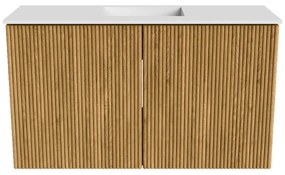 Mondiaz Joya 70cm toiletmeubel oak met wastafel faye midden 1 kraangat talc