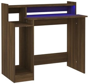 vidaXL Bureau met LED-verlichting 97x90x45 cm hout bruineikenkleurig