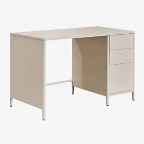 Michigan Bureau 120x60 Cm In Staal Met Lades Tapioca Beige - Sklum