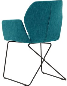 Goossens Excellent Eetkamerstoel Manzini groen stof met armleuning, modern design