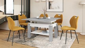 BRAVO beton / wit – uitschuifbare en in hoogte verstelbare salontafel, tafel met plank
