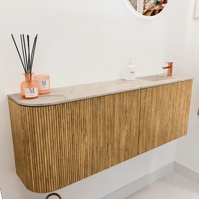 Mondiaz Joya DLux 110cm toiletmeubel ronding links oak met wastafel faye rechts 1 kraangat frappe