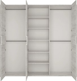 Kledingkast Salcame 115, Ambachtelijk wit, 208x220x60cm, 186 kg, Kledingkast deuren: Met scharnieren