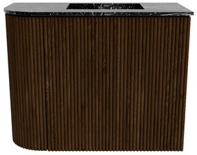 Mondiaz Joya DLux 50cm toiletmeubel ronding links walnut met wastafel faye rechts zonder kraangat lava