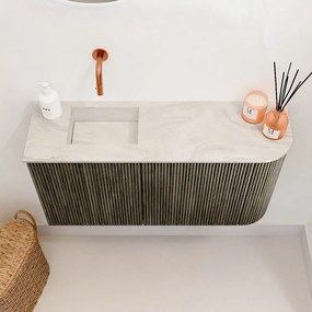 Mondiaz Joya DLux 80cm toiletmeubel ronding rechts shadow met wastafel faye links zonder kraangat ostra