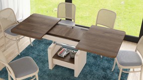 LEXUS verrijdbare koffietafel, met heffunctie, bruin eiken / beige