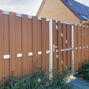 Tuindeur composiet Design Bruin met blank aluminium frame compleet  (90 x 180 cm)