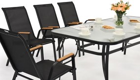 Modena/Bitonto Wood metalen tuinmeubelen voor 8 personen met grote Garden Point tafel zwart