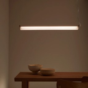 Hanglamp lineair glazen buis en staal, Strozzi