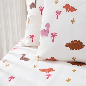 Kussensloop voor baby, in katoen, Dino Pop rose