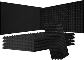 VEVOR akoestische schuimpanelen, set van 4, 1200 x 600 x 50 mm, geluidsisolerende piramidevormige wandpanelen, akoestische platen, akoestische schuimmatten voor studiowanden en -plafonds, zwart
