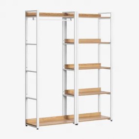 Open Modulaire Kast Van 2 Delen Met Kledingstang En Plank Van Staal En Mdf Ariaster Natuurlijk - Sklum