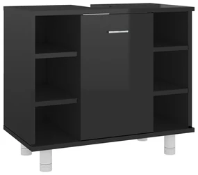 vidaXL Badkamerkast 60x32x53,5 cm spaanplaat hoogglans zwart