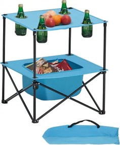 VEVOR Opvouwbare tafel Buffettafel Draagbare Multifunctionele tafel 56 cm, Waterdichte tafel van 600D Oxford-stof met 4 bekerhouders, Tuintafel Kampeertafel voor Feesten Picknick Kamperen Grillen BBQ, Blauw