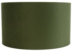 Stoffen Velours lampenkap groen 35/35/20 met gouden binnenkant cilinder / rond