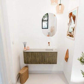 Mondiaz Joya DLux 100cm toiletmeubel ronding links dusk met wastafel faye rechts zonder kraangat opalo