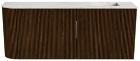 Mondiaz Joya DLux 100cm toiletmeubel ronding links walnut met wastafel faye rechts zonder kraangat ostra