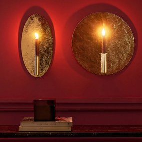 Wandkandelaarvaas, rond, messing, Lunou