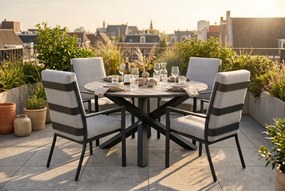Tuinset Ronde Tuintafel 4 personen 125 cm Aluminium Grijs  Lifestyle Garden Furniture Lecce/Ancona