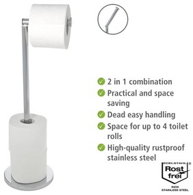 Wenko staande toiletrolhouder 2-in-1 RVS glanzend