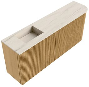 Mondiaz Joya DLux 100cm toiletmeubel ronding rechts oak met wastafel faye links zonder kraangat meli