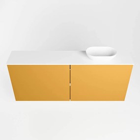 Mondiaz Fowy toiletmeubel 120cm ocher met witte waskom rechts en kraangat