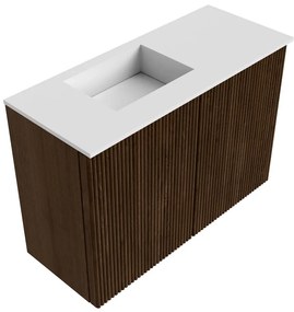 Mondiaz Joya 60cm toiletmeubel walnut met wastafel faye links zonder kraangat talc