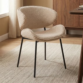 Boucle Eetkamerstoel Ronde Rug Zandkleur