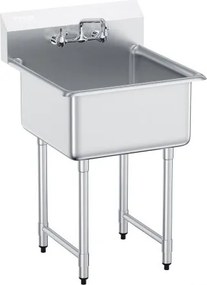 VEVOR RVS keukenspoelbak 686 x 610 x 1041 mm, RVS spoelbak met kraan 104 kg draagvermogen, RVS spoelbak Keukenspoelbak Vrijstaande spoelbak