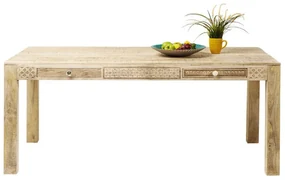 Kare Design Puro Houten Eettafel Handsnijwerk 160x80cm - 160 X 80cm.