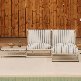 Tuinset Met 2-delige Modulaire Bank, Bijzettafel En Omvormbare Poef Amaro Tapioca Beige - Marine Blauw - Sklum