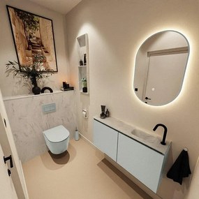 MONDIAZ TURE-DLUX 100cm toiletmeubel Greey. EDEN wastafel Opalo positie rechts. Met 1 kraangat. TUREDX100GRER1OPA