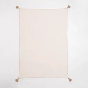 Geruite Deken Van Paraiba-katoen Gardenia Wit - Beige – Linnen - Sklum