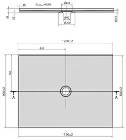 Polysan Mirai rechthoekige douchebak 2 randen links 120x90cm wit