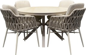 Samantha Luxor dining tuinset 120xH75 cm 5 delig latte keramiek
