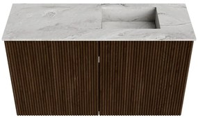 Mondiaz Joya DLux 70cm toiletmeubel walnut met wastafel faye rechts 1 kraangat glace