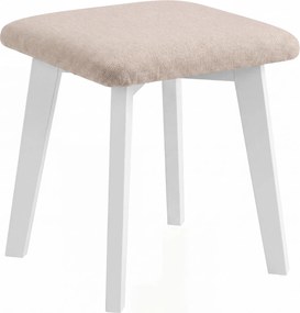 Mazzoni MILO Beige (stof Storm 06)/wit beuken onderstel - VIERKANTE GESTOFFEERDE KRUK VOOR KEUKEN/WOONKAMER